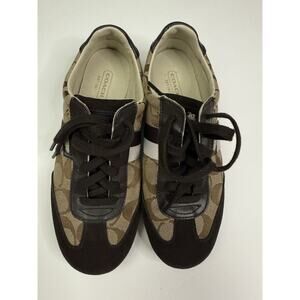 Coach Women's Sneakers Joss Brown Gold Flats US Size 5 M Casual Shoes Q293
